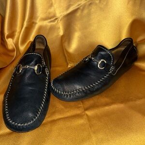 Robert Zur Black Leather Slip-On Loafers